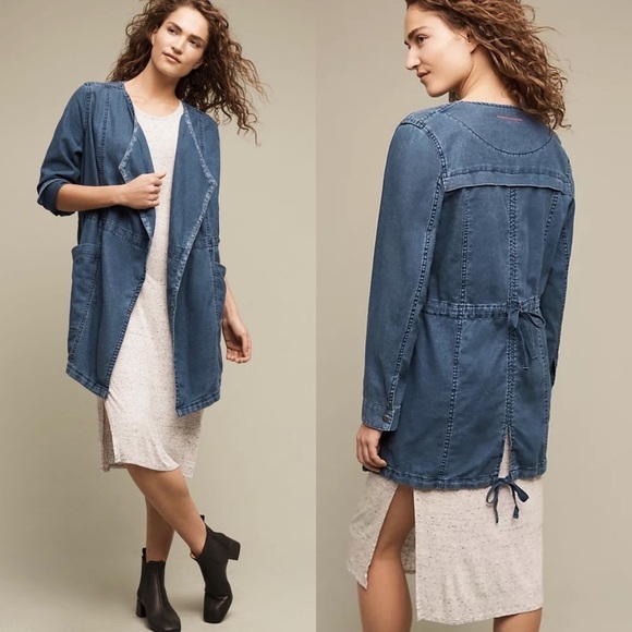 Anthropologie Hei Hei High Plains Chambray Anorak Open Front Jacket - Picture 1 of 6